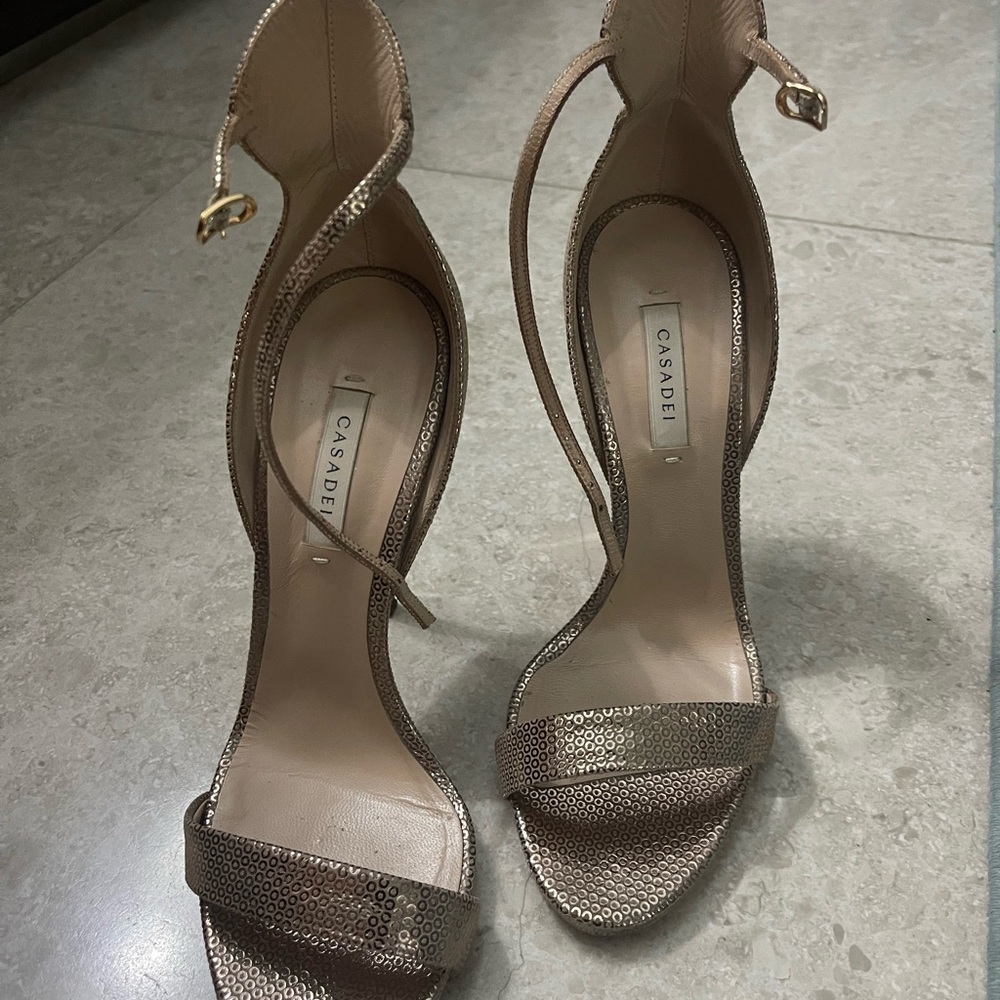 Casadei Tan Stiletto Heels with Ankle Strap